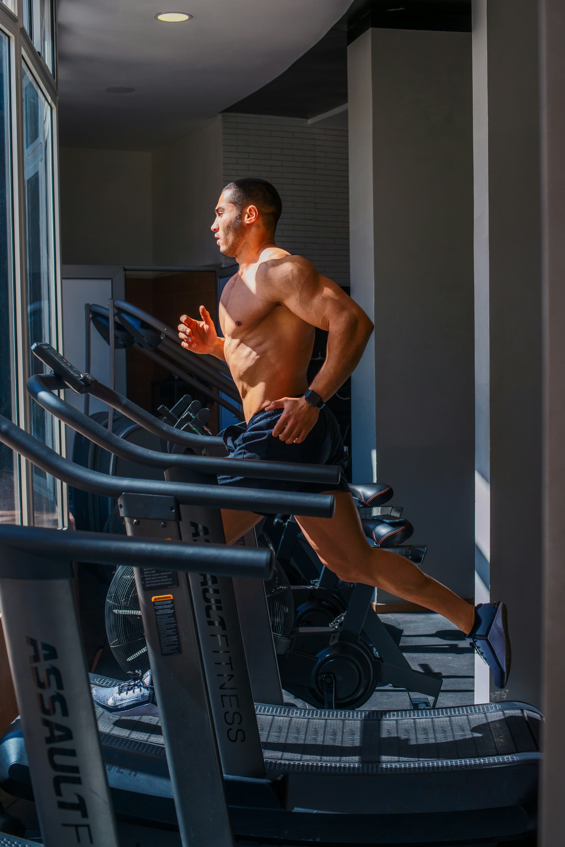 Athlete sprinting on a treadmill